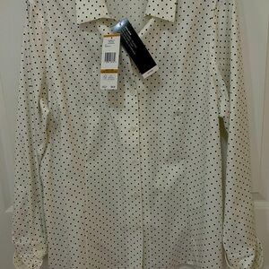 Jones New York White and Black Polka Dot Shirt, button down, 16 W
NWT